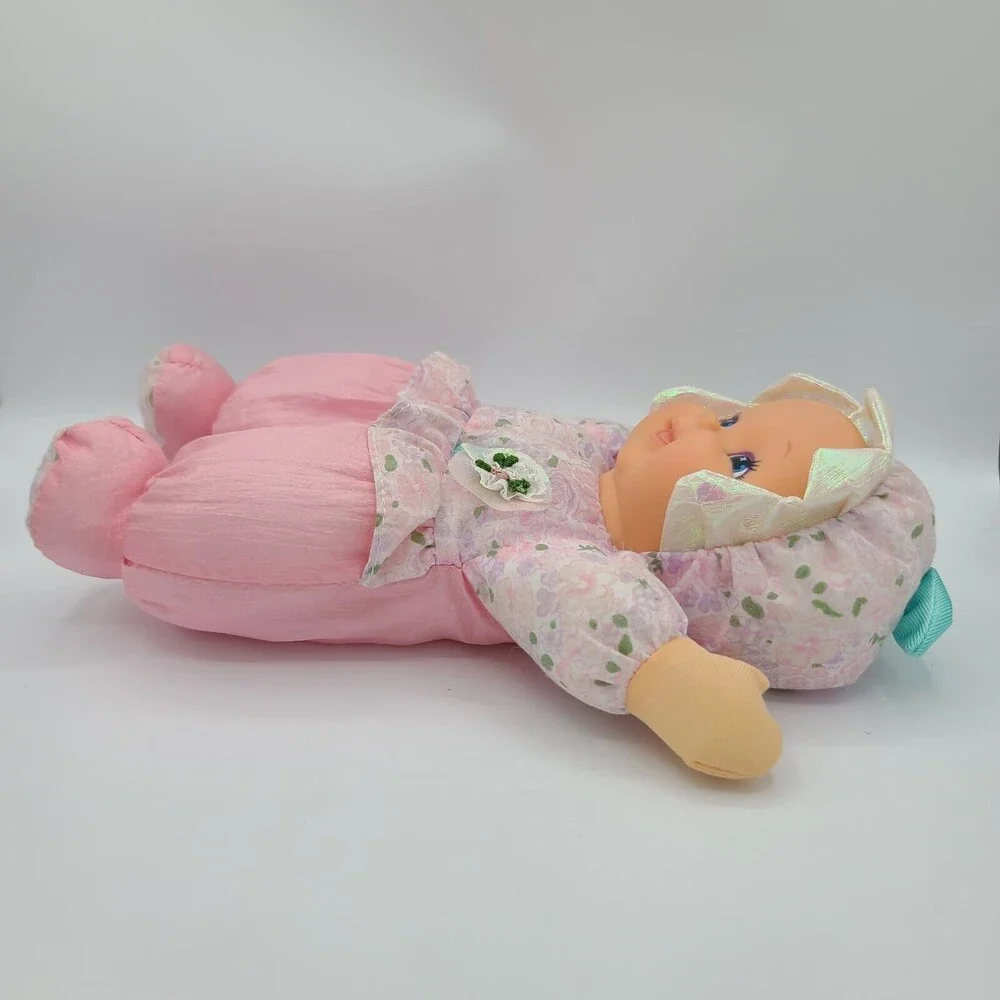 Goldberger Baby Doll Plush Floral Nylon Stuffed Doll Vinyl Face Vintage